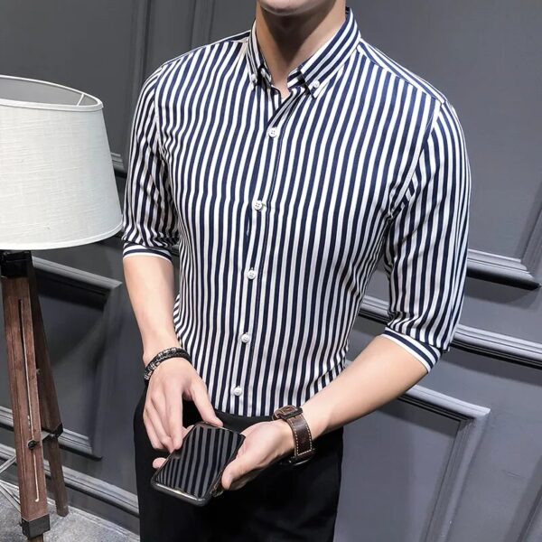 2023 New Shirts for Men Clothing Korean Slim Fit Half Sleeve Shirt Men Casual Plus Size Business Formal Wear Chemise Homme 5XL-M - Image 3