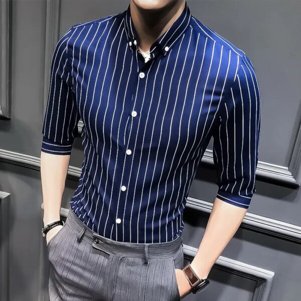 2023 New Shirts for Men Clothing Korean Slim Fit Half Sleeve Shirt Men Casual Plus Size Business Formal Wear Chemise Homme 5XL-M - Image 11