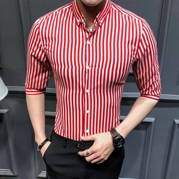 2023 New Shirts for Men Clothing Korean Slim Fit Half Sleeve Shirt Men Casual Plus Size Business Formal Wear Chemise Homme 5XL-M - Image 9