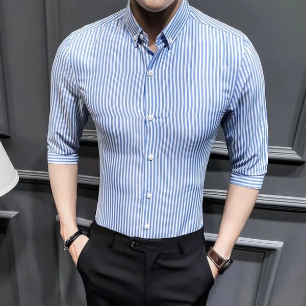 2023 New Shirts for Men Clothing Korean Slim Fit Half Sleeve Shirt Men Casual Plus Size Business Formal Wear Chemise Homme 5XL-M - Image 8