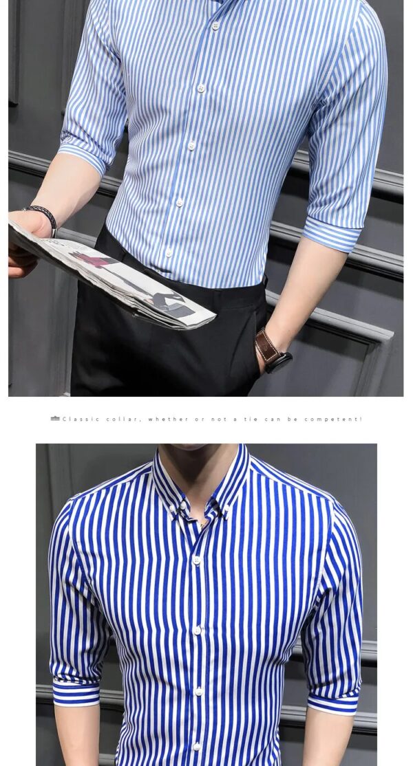 2023 New Shirts for Men Clothing Korean Slim Fit Half Sleeve Shirt Men Casual Plus Size Business Formal Wear Chemise Homme 5XL-M - Image 20