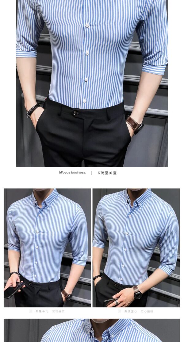 2023 New Shirts for Men Clothing Korean Slim Fit Half Sleeve Shirt Men Casual Plus Size Business Formal Wear Chemise Homme 5XL-M - Image 19