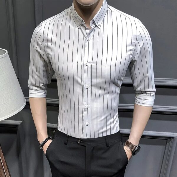 2023 New Shirts for Men Clothing Korean Slim Fit Half Sleeve Shirt Men Casual Plus Size Business Formal Wear Chemise Homme 5XL-M - Image 10