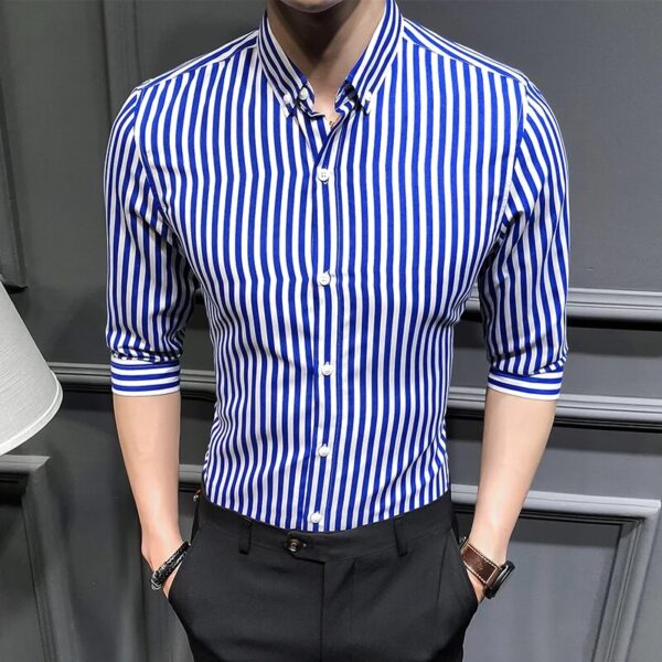 2023 New Shirts for Men Clothing Korean Slim Fit Half Sleeve Shirt Men Casual Plus Size Business Formal Wear Chemise Homme 5XL-M - Image 7