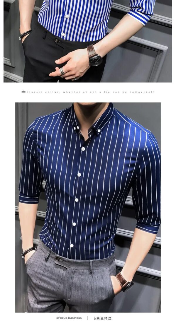 2023 New Shirts for Men Clothing Korean Slim Fit Half Sleeve Shirt Men Casual Plus Size Business Formal Wear Chemise Homme 5XL-M - Image 22