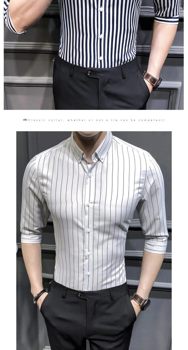 2023 New Shirts for Men Clothing Korean Slim Fit Half Sleeve Shirt Men Casual Plus Size Business Formal Wear Chemise Homme 5XL-M - Image 15