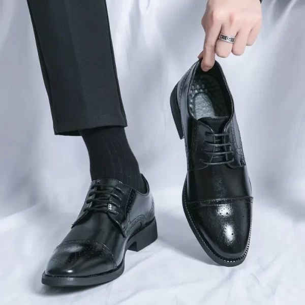 Men Leather Shoes Italian New Business Dress Shoes Luxury Fashion Casual Shoes High Quality Black Classic Gentleman Wedding Shoe - Image 16