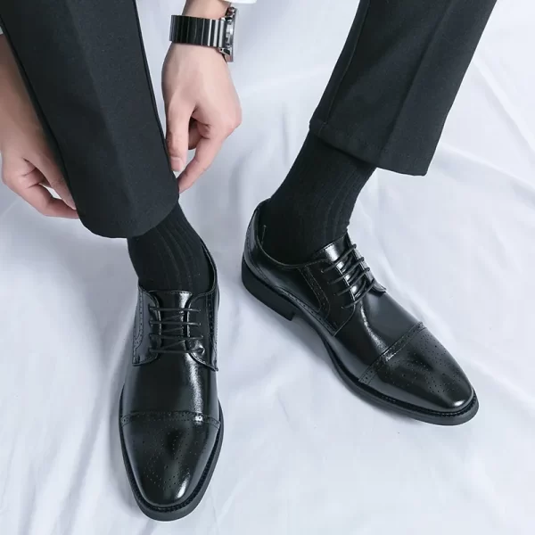 Men Leather Shoes Italian New Business Dress Shoes Luxury Fashion Casual Shoes High Quality Black Classic Gentleman Wedding Shoe - Image 18