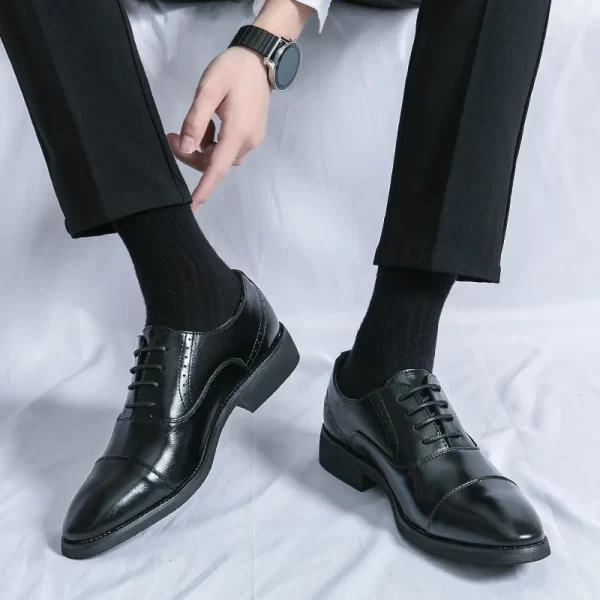 Men Leather Shoes Italian New Business Dress Shoes Luxury Fashion Casual Shoes High Quality Black Classic Gentleman Wedding Shoe - Image 11