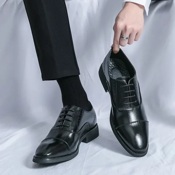 Men Leather Shoes Italian New Business Dress Shoes Luxury Fashion Casual Shoes High Quality Black Classic Gentleman Wedding Shoe - Image 10