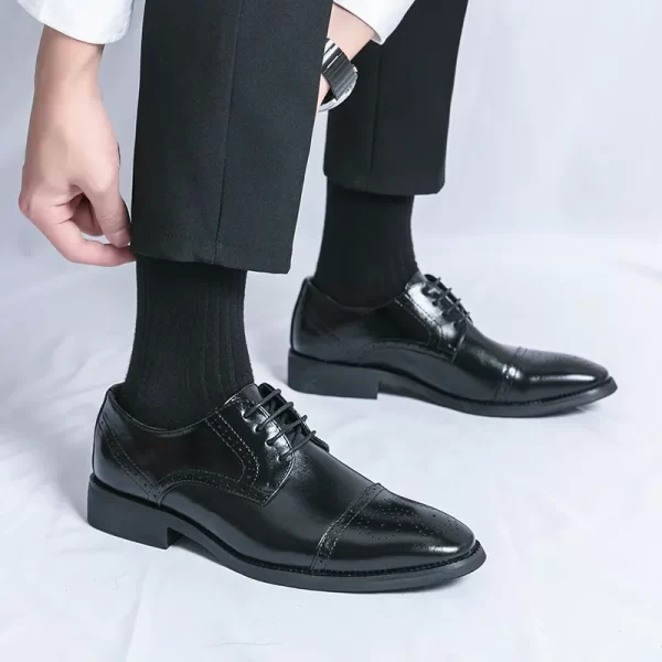 Men Leather Shoes Italian New Business Dress Shoes Luxury Fashion Casual Shoes High Quality Black Classic Gentleman Wedding Shoe - Image 21