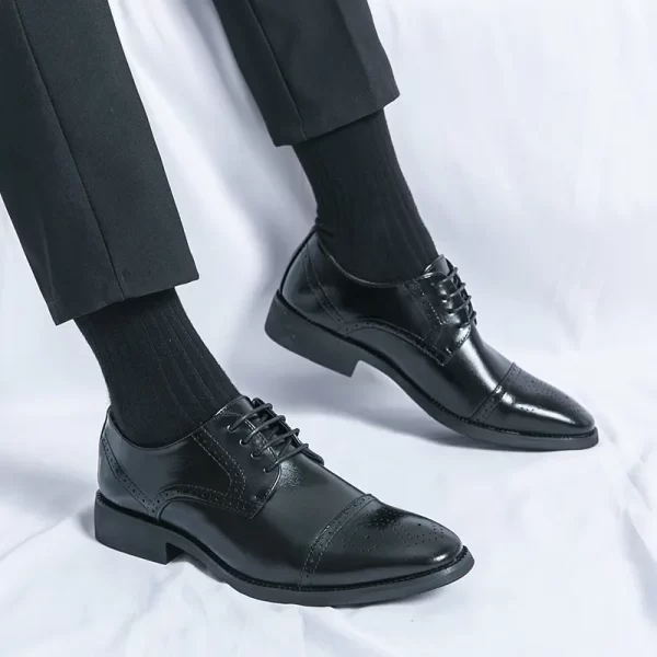 Men Leather Shoes Italian New Business Dress Shoes Luxury Fashion Casual Shoes High Quality Black Classic Gentleman Wedding Shoe - Image 19