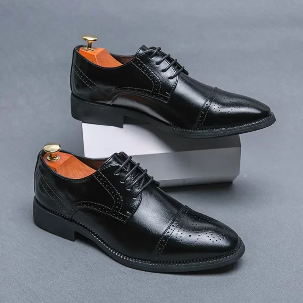 Men Leather Shoes Italian New Business Dress Shoes Luxury Fashion Casual Shoes High Quality Black Classic Gentleman Wedding Shoe - Image 9