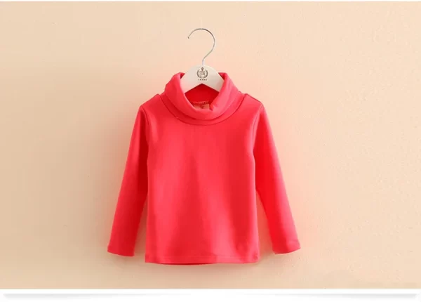 2023 Spring Autumn 2-10T Years Children'S Candy Color Sweet Long Sleeve High Neck Unisex Kids Girl Boy Basic Turtleneck T-Shirt - Image 23