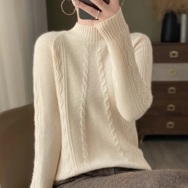 Women's Sweaters Thick Warm Long Sleeve Knitted Jacquard Jumpers Polo Collar Pullovers New Arrivals Wool Clothes Fashion Trends - Image 10