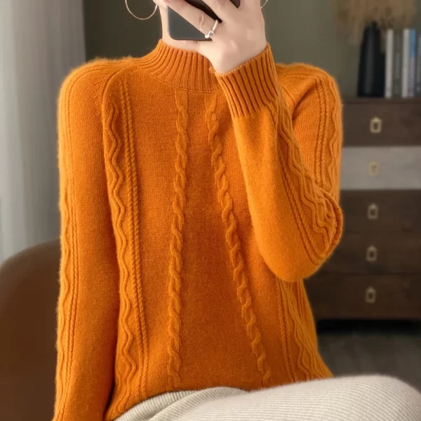 Women's Sweaters Thick Warm Long Sleeve Knitted Jacquard Jumpers Polo Collar Pullovers New Arrivals Wool Clothes Fashion Trends - Image 13