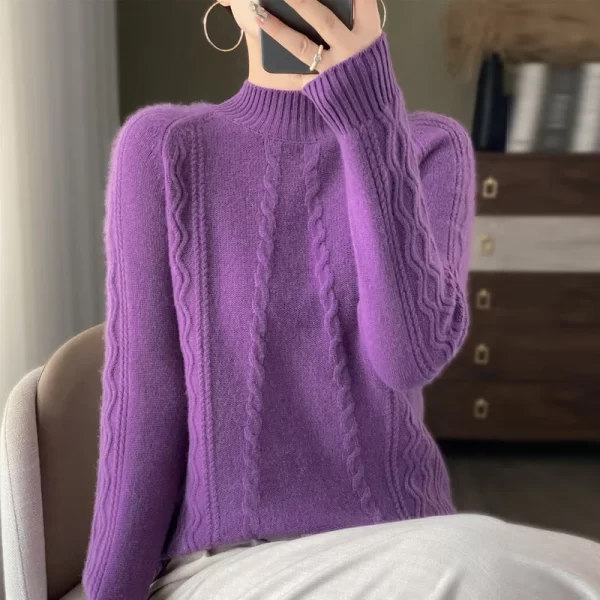 Women's Sweaters Thick Warm Long Sleeve Knitted Jacquard Jumpers Polo Collar Pullovers New Arrivals Wool Clothes Fashion Trends - Image 19