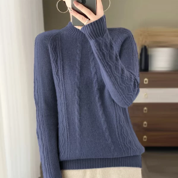 Women's Sweaters Thick Warm Long Sleeve Knitted Jacquard Jumpers Polo Collar Pullovers New Arrivals Wool Clothes Fashion Trends - Image 9