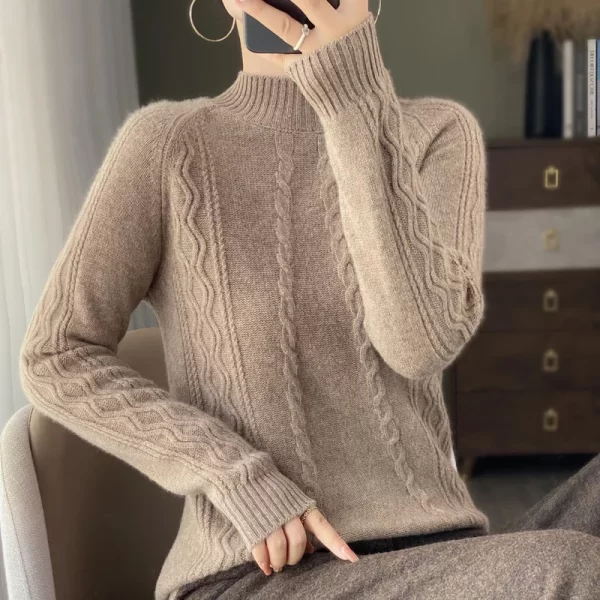 Women's Sweaters Thick Warm Long Sleeve Knitted Jacquard Jumpers Polo Collar Pullovers New Arrivals Wool Clothes Fashion Trends - Image 17