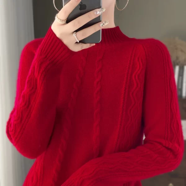 Women's Sweaters Thick Warm Long Sleeve Knitted Jacquard Jumpers Polo Collar Pullovers New Arrivals Wool Clothes Fashion Trends - Image 14