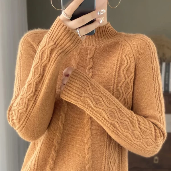 Women's Sweaters Thick Warm Long Sleeve Knitted Jacquard Jumpers Polo Collar Pullovers New Arrivals Wool Clothes Fashion Trends - Image 18