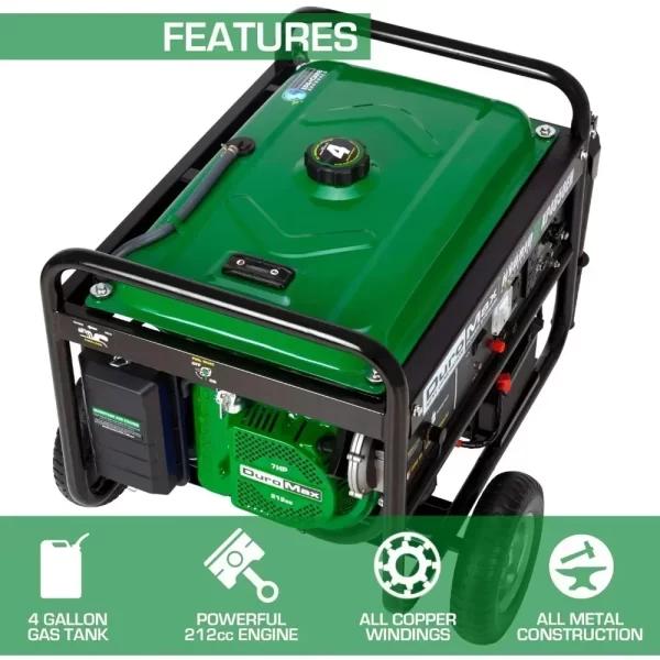 XP4850EH Generator-4850 Watt Gas  Start-Camping & RV Ready, 50 State Approved Dual Fuel Portable Generator, Green - Image 2