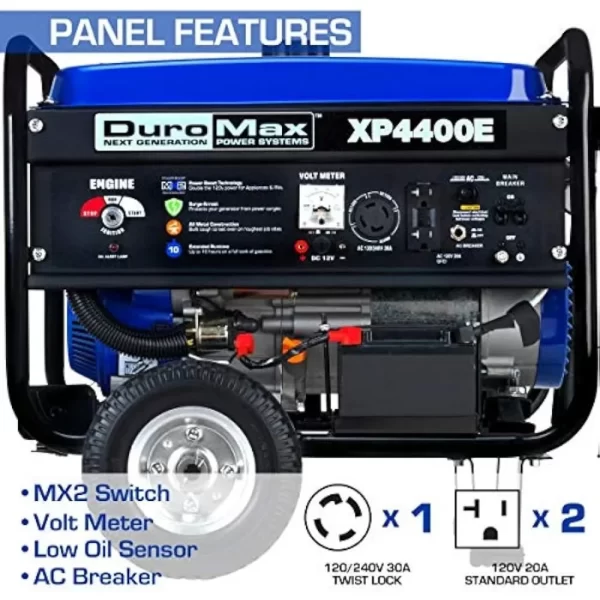 Gas Powered Portable Generator-4400 Watt Electric Start-Camping & RV Ready, 50 State Approved, Blue/Black - Image 3